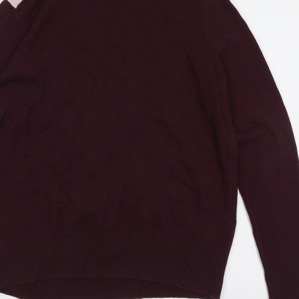 Gap Womens Purple Round Neck Acrylic Pullover Jumper Size M