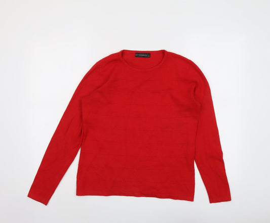 JUST ELEGANCE Womens Red Round Neck Viscose Pullover Jumper Size M