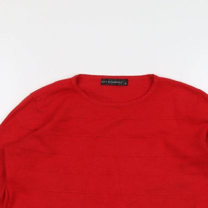 JUST ELEGANCE Womens Red Round Neck Viscose Pullover Jumper Size M