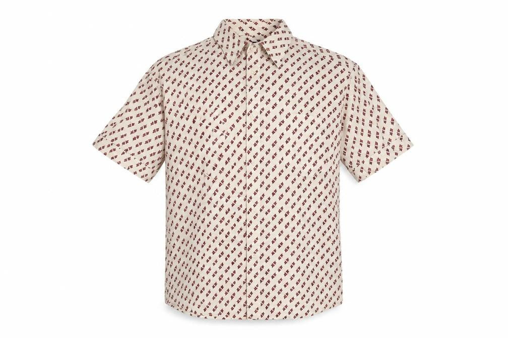 Mens UK Size L Great Plains Beige  Button-Up Short Sleeve Casual Shirt