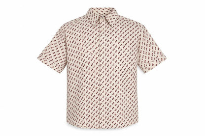 Mens UK Size L Great Plains Beige  Button-Up Short Sleeve Casual Shirt