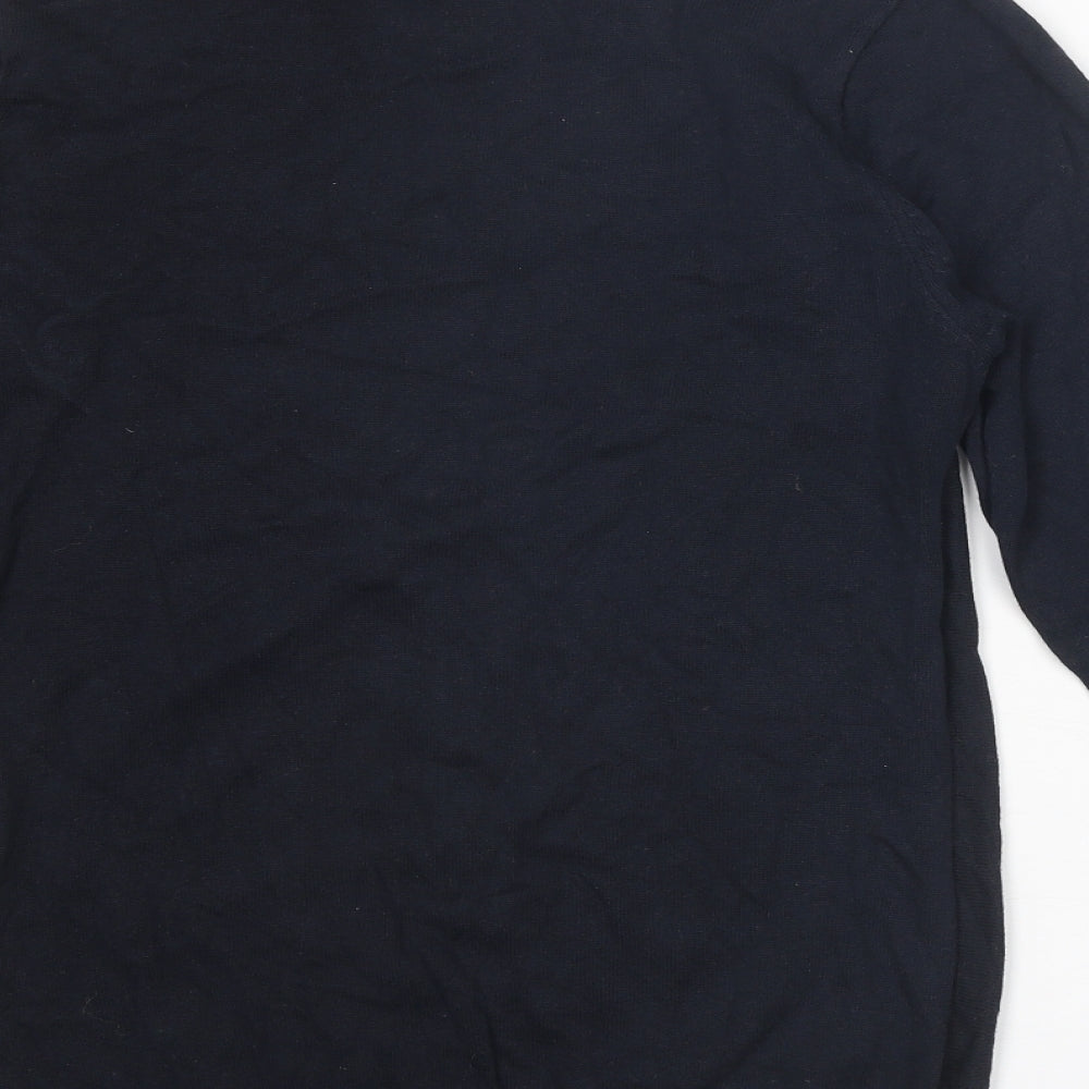 NEXT Mens Blue Collared Striped Cotton Henley Jumper Size S Long Sleeve