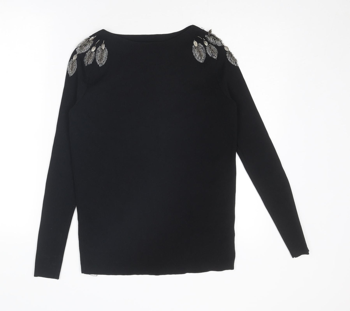 Womens UK Size S Zara Black Basic Blouse