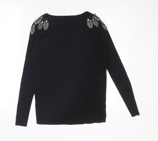 Womens UK Size S Zara Black Basic Blouse