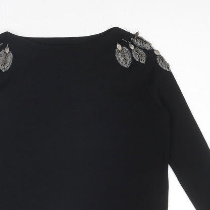 Womens UK Size S Zara Black Basic Blouse