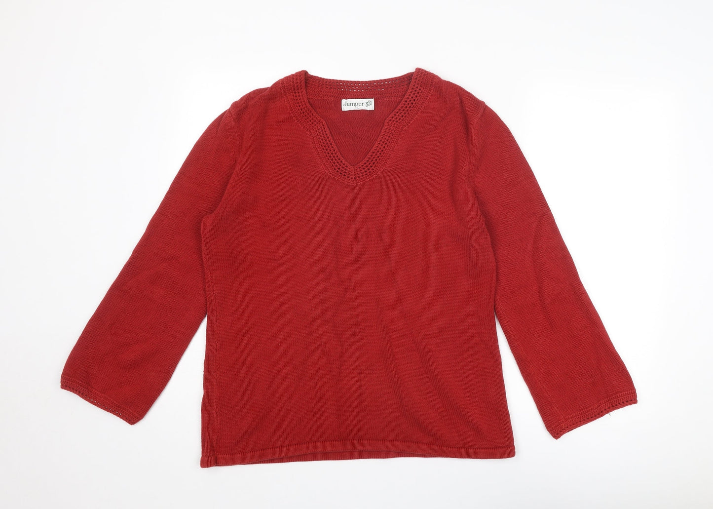 Womens UK Size L Jumper Red Pullover Jumper