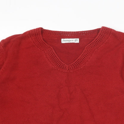 Womens UK Size L Jumper Red Pullover Jumper