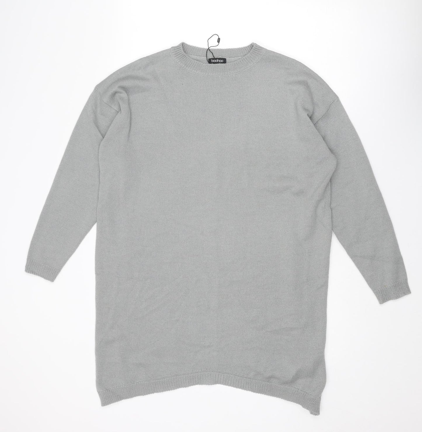 Boohoo Womens Grey Crew Neck Acrylic Pullover Jumper Size S