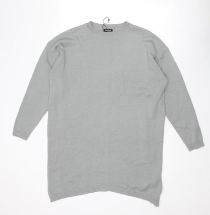 Boohoo Womens Grey Crew Neck Acrylic Pullover Jumper Size S