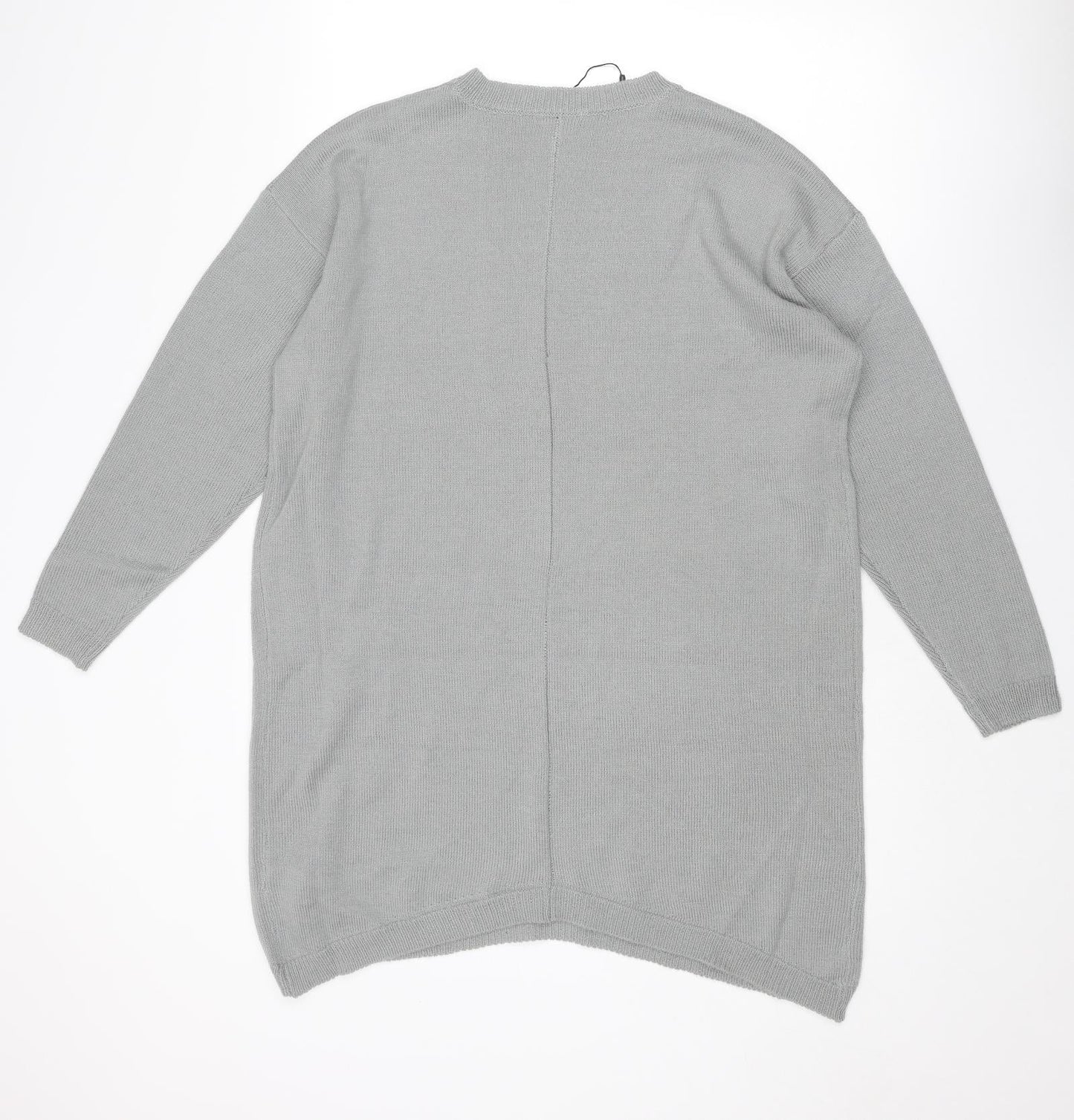 Boohoo Womens Grey Crew Neck Acrylic Pullover Jumper Size S