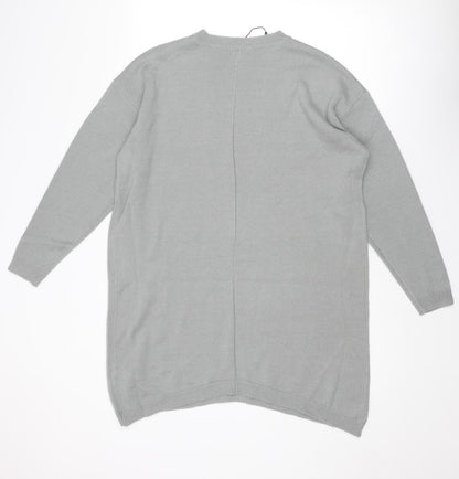 Boohoo Womens Grey Crew Neck Acrylic Pullover Jumper Size S