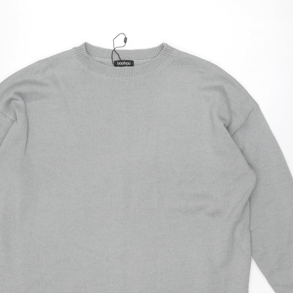 Boohoo Womens Grey Crew Neck Acrylic Pullover Jumper Size S