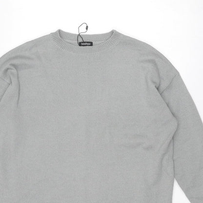 Boohoo Womens Grey Crew Neck Acrylic Pullover Jumper Size S