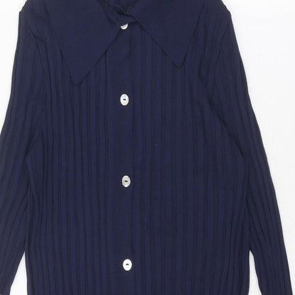 Mango Womens Blue Polyamide Shirt Dress Size S Collared Button - Ribbed