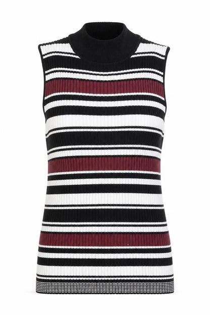 Miss Selfridge Womens Multicoloured Mock Neck Striped Viscose Pullover Jumper Size 12 - Ribbed