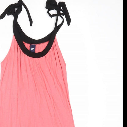Gap Womens Pink Colourblock Viscose Slip Dress Size S Scoop Neck Tie - Tie Shoulder Detail
