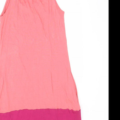 Gap Womens Pink Colourblock Viscose Slip Dress Size S Scoop Neck Tie - Tie Shoulder Detail