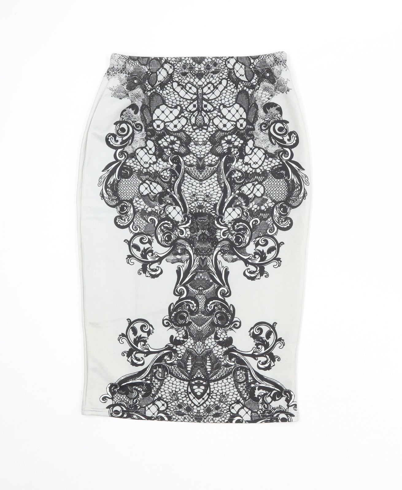 Boohoo Womens Grey Geometric Polyester Straight & Pencil Skirt Size 8