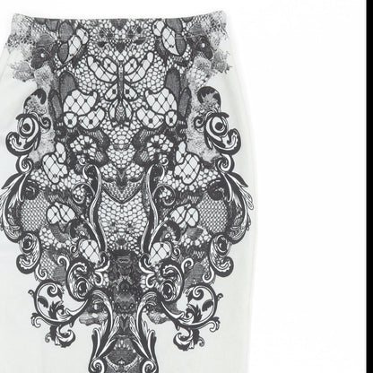 Boohoo Womens Grey Geometric Polyester Straight & Pencil Skirt Size 8