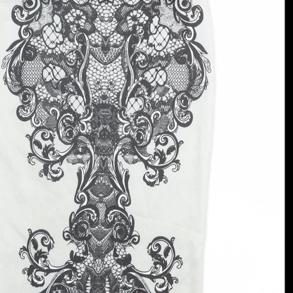 Boohoo Womens Grey Geometric Polyester Straight & Pencil Skirt Size 8