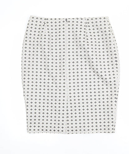 Marks and Spencer Womens Multicoloured Geometric Polyester Straight & Pencil Skirt Size 14 Zip