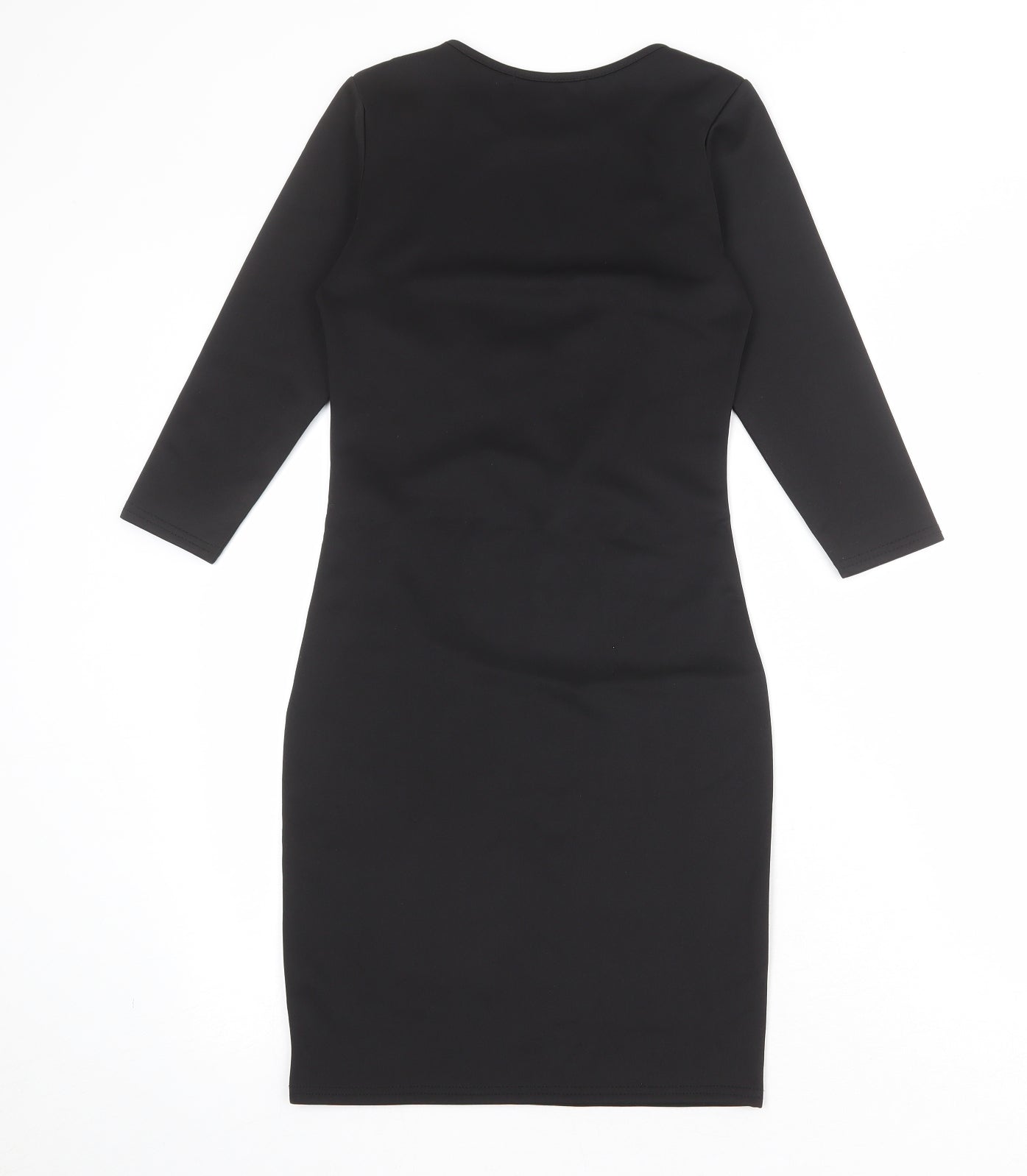 Boohoo Womens Black Polyester Pencil Dress Size 8 Boat Neck Pullover - Heart