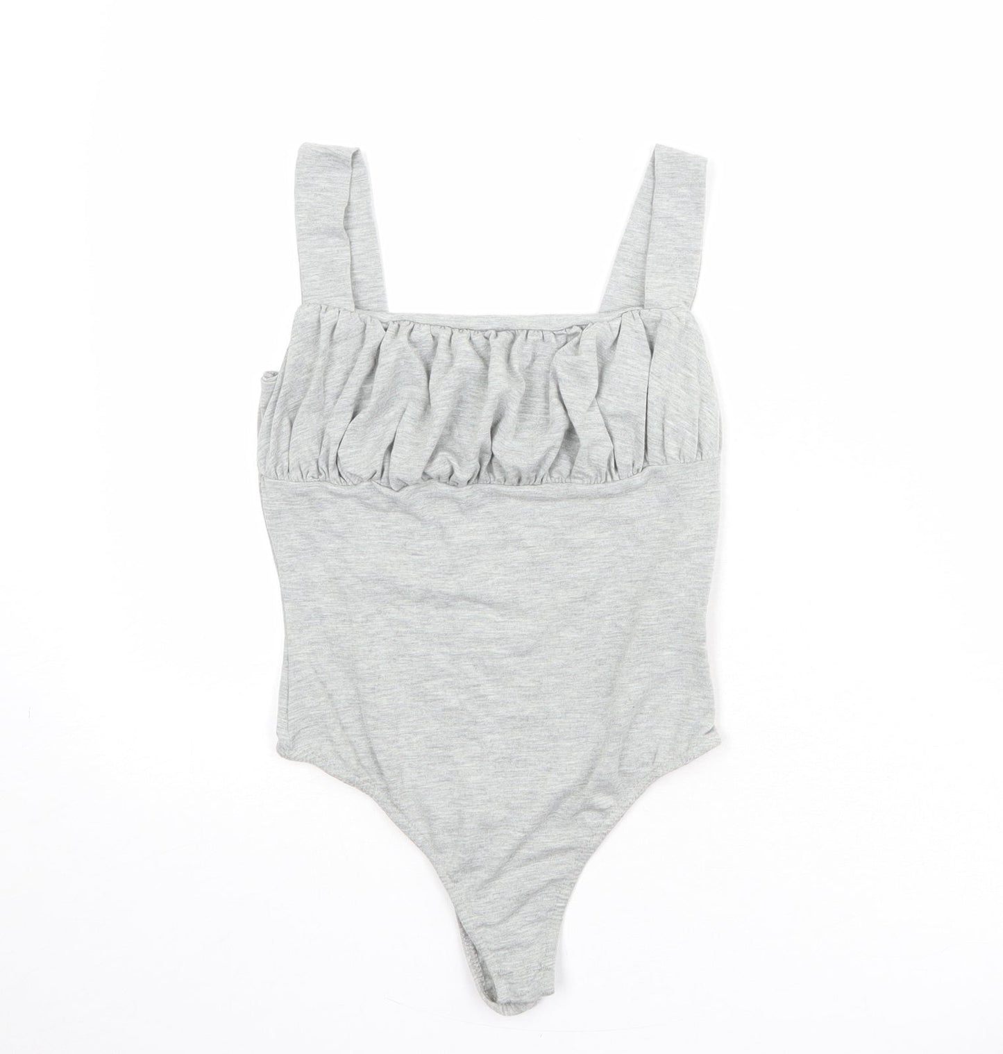 Missguided Womens Grey Viscose Bodysuit One-Piece Size 12 Snap