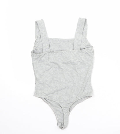 Missguided Womens Grey Viscose Bodysuit One-Piece Size 12 Snap