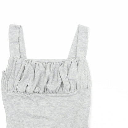 Missguided Womens Grey Viscose Bodysuit One-Piece Size 12 Snap