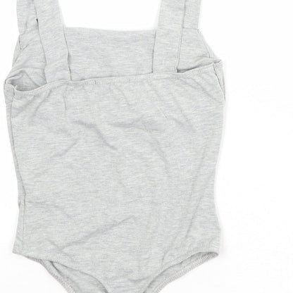 Missguided Womens Grey Viscose Bodysuit One-Piece Size 12 Snap
