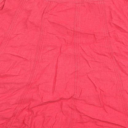 John Lewis Womens Red Linen Swing Skirt Size 14 Zip