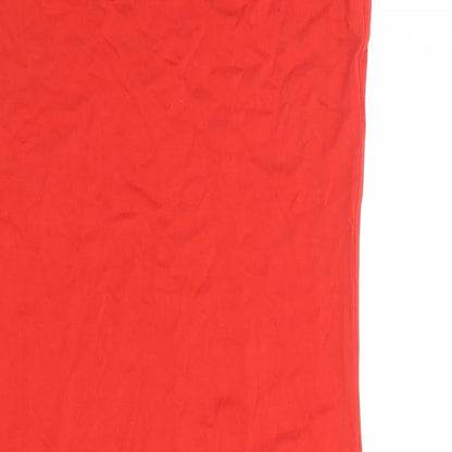 Topshop Womens Red Viscose Bodycon Size 10 Boat Neck Pullover