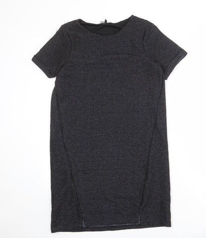 Warehouse Womens Grey Polyester T-Shirt Dress Size 8 Boat Neck Pullover