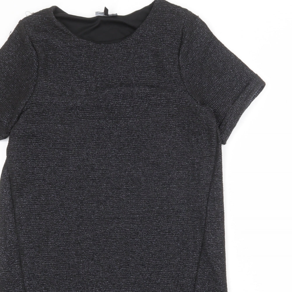 Warehouse Womens Grey Polyester T-Shirt Dress Size 8 Boat Neck Pullover