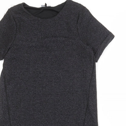 Warehouse Womens Grey Polyester T-Shirt Dress Size 8 Boat Neck Pullover