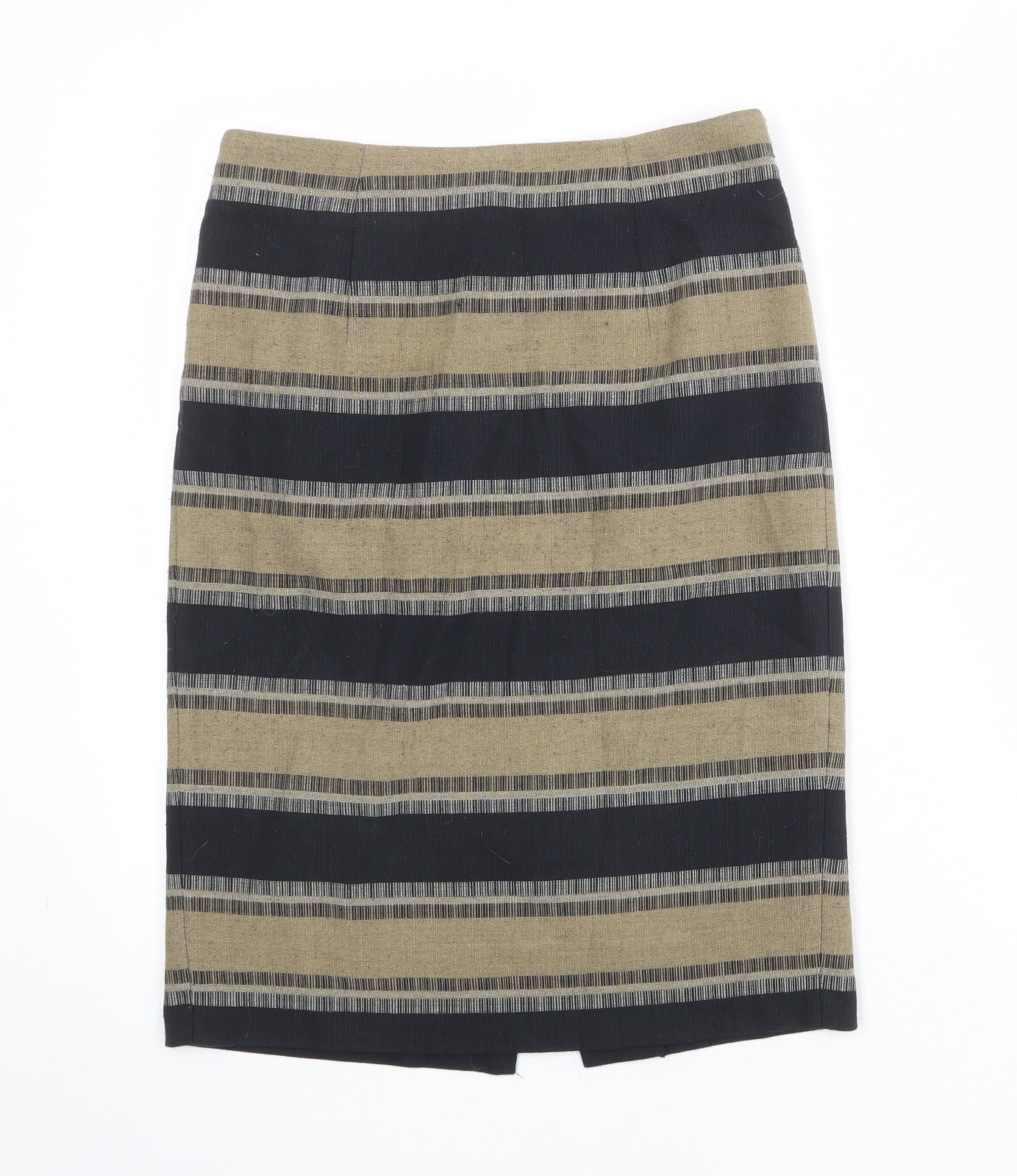 Marks and Spencer Womens Brown Striped Polyester Straight & Pencil Skirt Size 8 Zip