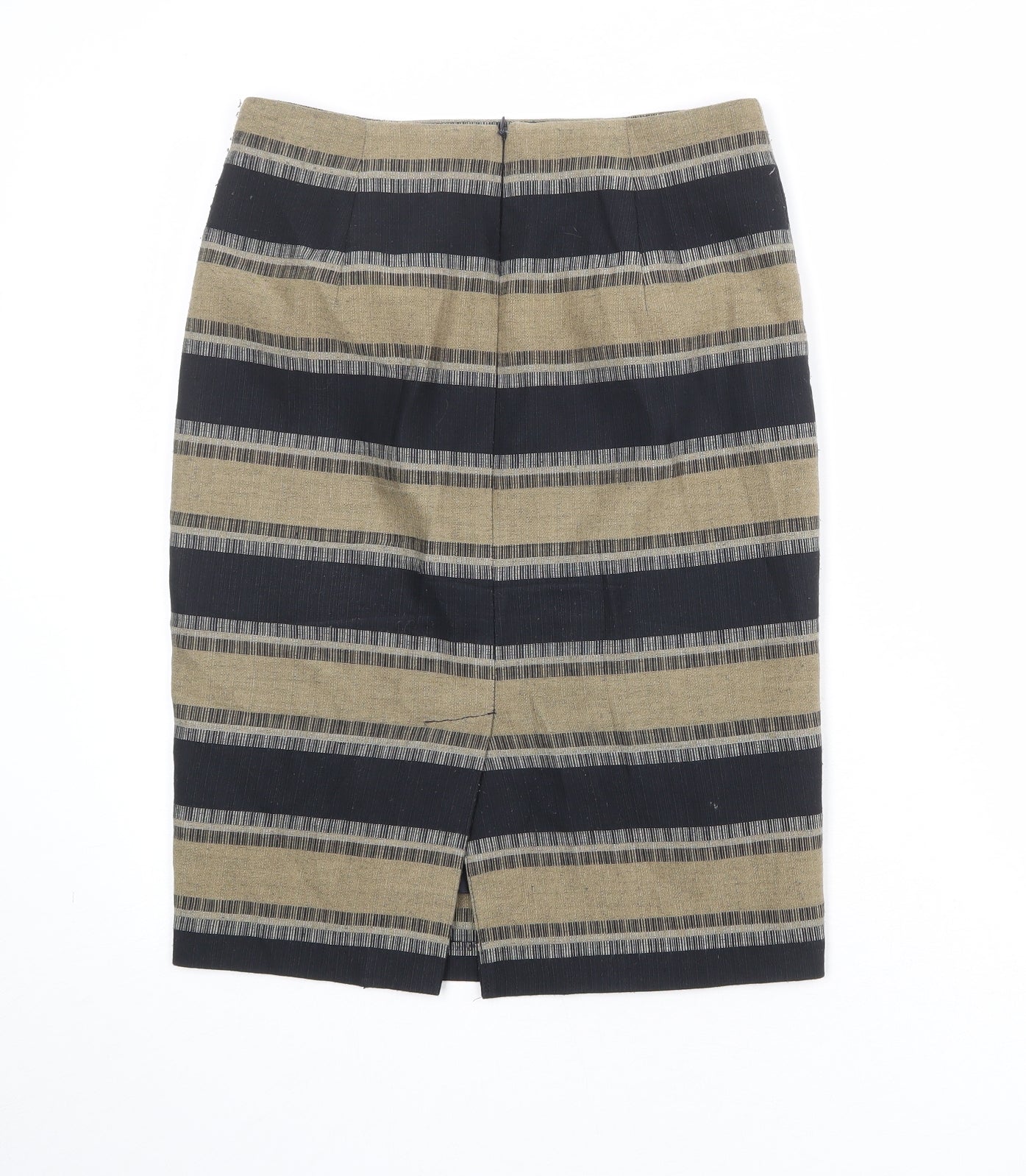 Marks and Spencer Womens Brown Striped Polyester Straight & Pencil Skirt Size 8 Zip