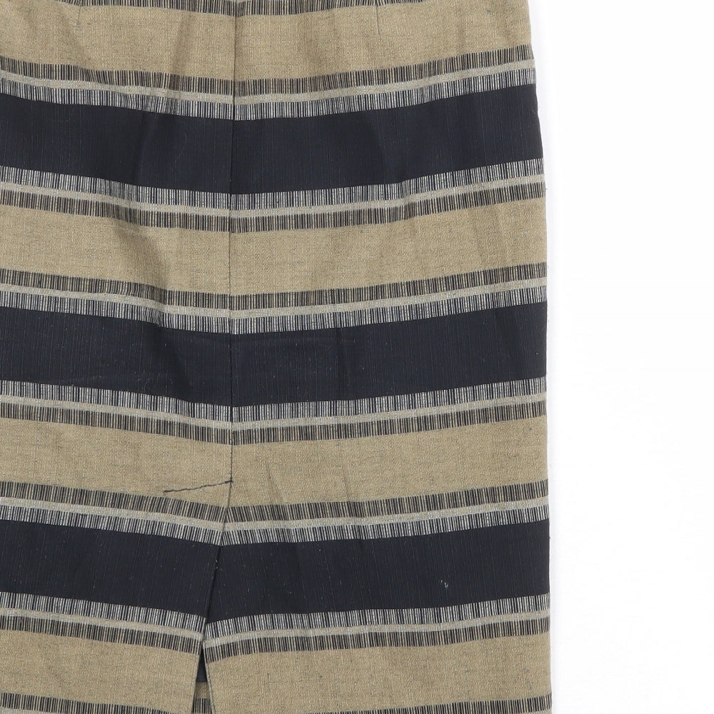 Marks and Spencer Womens Brown Striped Polyester Straight & Pencil Skirt Size 8 Zip