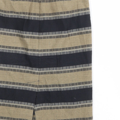Marks and Spencer Womens Brown Striped Polyester Straight & Pencil Skirt Size 8 Zip