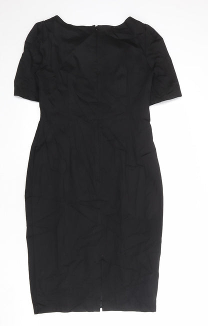 Per Una Womens Black Geometric Cotton Shift Size 12 Round Neck Zip