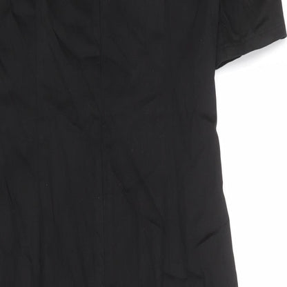 Per Una Womens Black Geometric Cotton Shift Size 12 Round Neck Zip