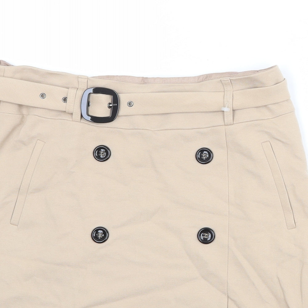 Gerry Weber Womens Beige Polyester A-Line Skirt Size 30 in Zip - Belt included