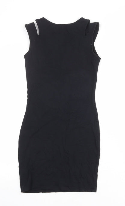 New Look Womens Black Cotton Bodycon Size 10 Round Neck Pullover