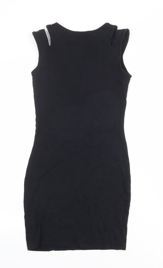New Look Womens Black Cotton Bodycon Size 10 Round Neck Pullover