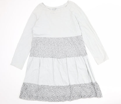 Collezione Garia Womens Grey Check Cotton Jumper Dress Size S Round Neck Pullover