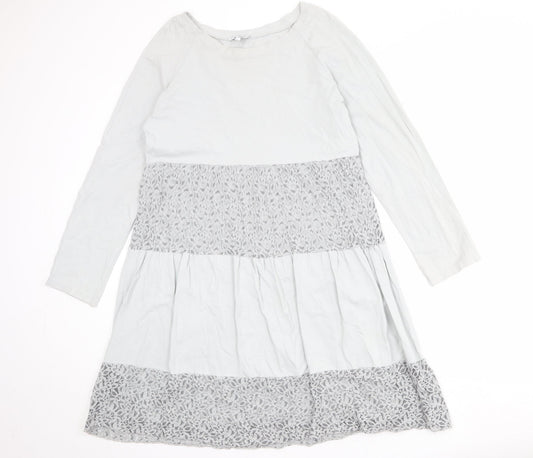 Collezione Garia Womens Grey Check Cotton Jumper Dress Size S Round Neck Pullover