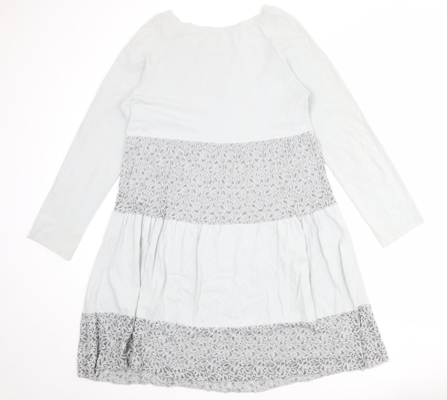 Collezione Garia Womens Grey Check Cotton Jumper Dress Size S Round Neck Pullover