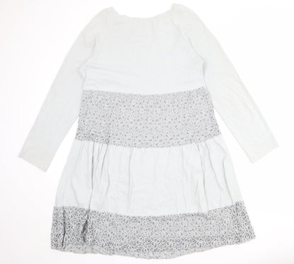 Collezione Garia Womens Grey Check Cotton Jumper Dress Size S Round Neck Pullover