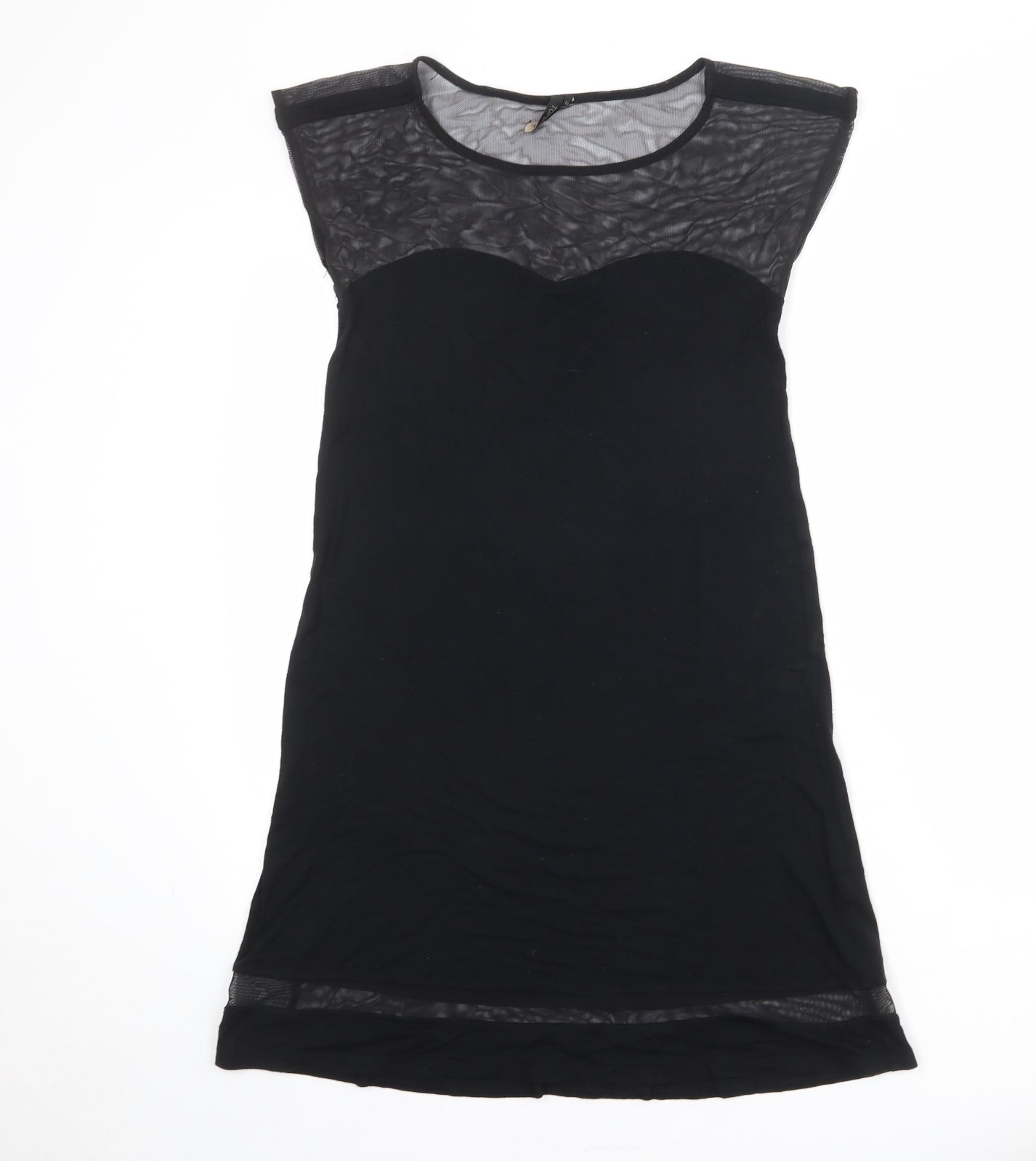 Topshop Womens Black Polyester A-Line Size 10 Round Neck Pullover