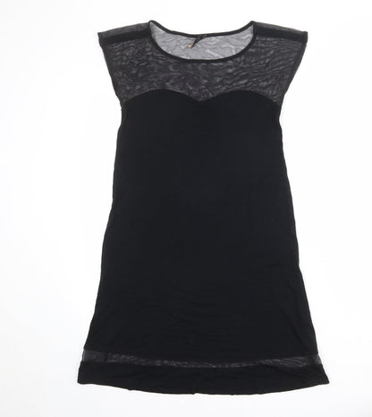 Topshop Womens Black Polyester A-Line Size 10 Round Neck Pullover